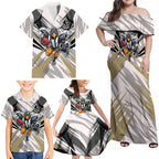 Collingwood Magpies Australian Football Family Matching Off Shoulder Maxi Dress and Hawaiian Shirt Powerful Muscle Mascot - Bold Team Colors