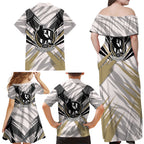 Collingwood Magpies Australian Football Family Matching Off Shoulder Maxi Dress and Hawaiian Shirt Powerful Muscle Mascot - Bold Team Colors