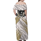 Collingwood Magpies Australian Football Family Matching Off Shoulder Maxi Dress and Hawaiian Shirt Powerful Muscle Mascot - Bold Team Colors