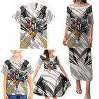 Collingwood Magpies Australian Football Family Matching Puletasi and Hawaiian Shirt Powerful Muscle Mascot - Bold Team Colors