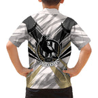 Collingwood Magpies Australian Football Family Matching Puletasi and Hawaiian Shirt Powerful Muscle Mascot - Bold Team Colors