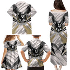 Collingwood Magpies Australian Football Family Matching Puletasi and Hawaiian Shirt Powerful Muscle Mascot - Bold Team Colors