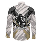 Collingwood Magpies Australian Football Family Matching Puletasi and Hawaiian Shirt Powerful Muscle Mascot - Bold Team Colors