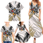 Collingwood Magpies Australian Football Family Matching Summer Maxi Dress and Hawaiian Shirt Powerful Muscle Mascot - Bold Team Colors