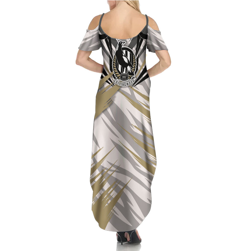 Collingwood Magpies Australian Football Family Matching Summer Maxi Dress and Hawaiian Shirt Powerful Muscle Mascot - Bold Team Colors