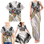 Collingwood Magpies Australian Football Family Matching Tank Maxi Dress and Hawaiian Shirt Powerful Muscle Mascot - Bold Team Colors