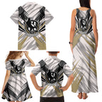 Collingwood Magpies Australian Football Family Matching Tank Maxi Dress and Hawaiian Shirt Powerful Muscle Mascot - Bold Team Colors