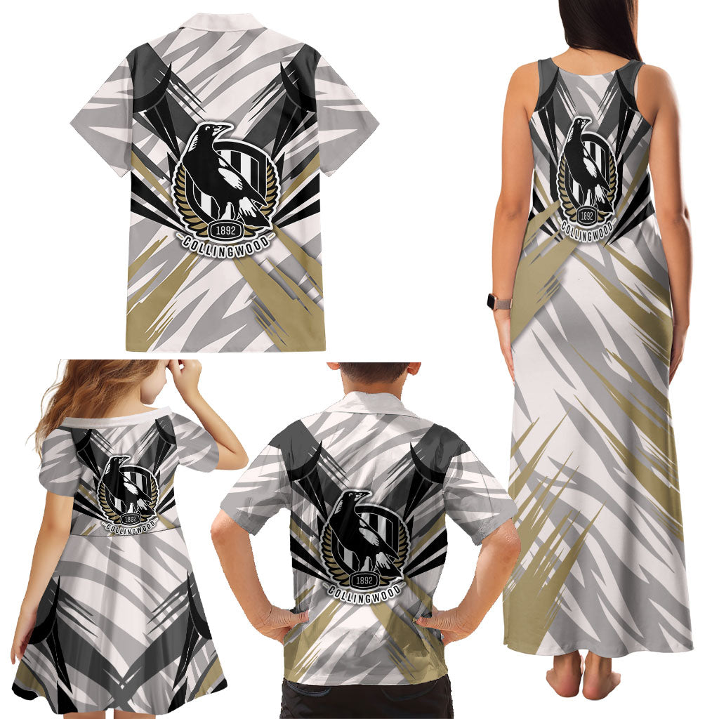 Collingwood Magpies Australian Football Family Matching Tank Maxi Dress and Hawaiian Shirt Powerful Muscle Mascot - Bold Team Colors