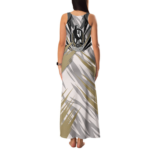 Collingwood Magpies Australian Football Family Matching Tank Maxi Dress and Hawaiian Shirt Powerful Muscle Mascot - Bold Team Colors