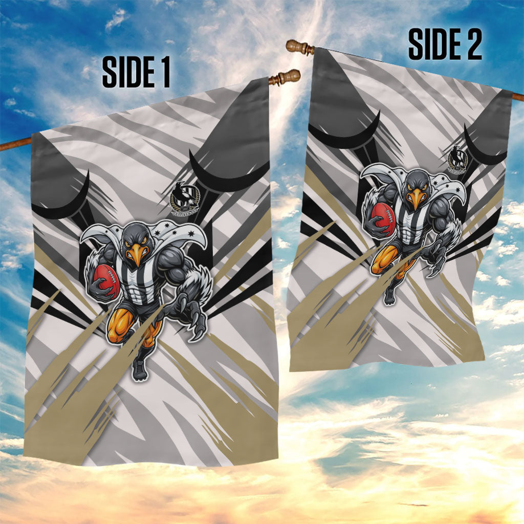 Collingwood Magpies Australian Football Garden Flag Powerful Muscle Mascot - Bold Team Colors