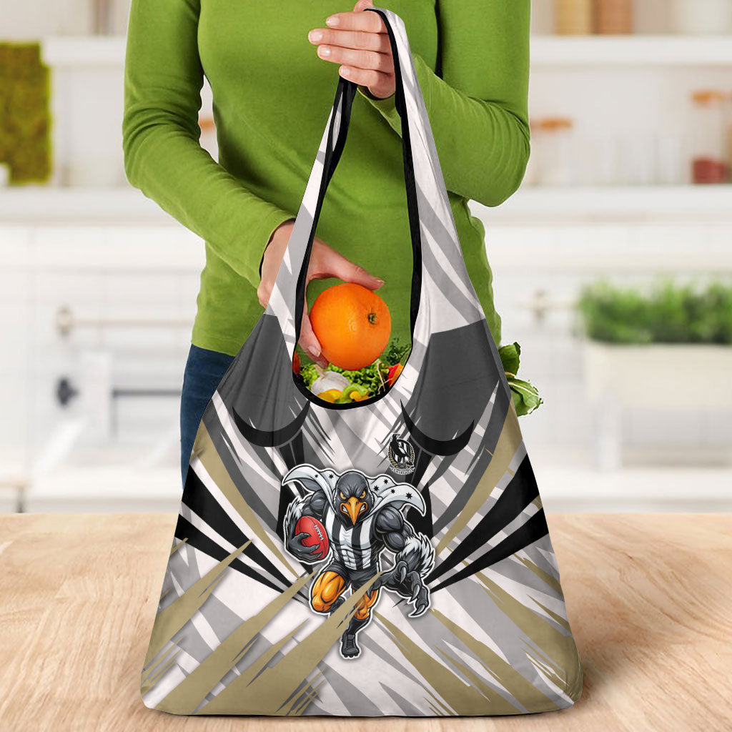 Collingwood Magpies Australian Football Grocery Bag Powerful Muscle Mascot - Bold Team Colors