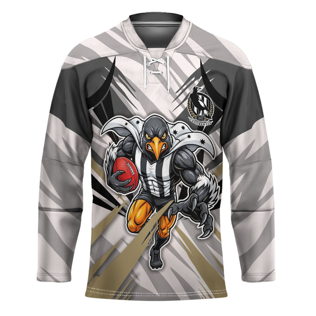 Collingwood Magpies Australian Football Hockey Jersey Powerful Muscle Mascot - Bold Team Colors