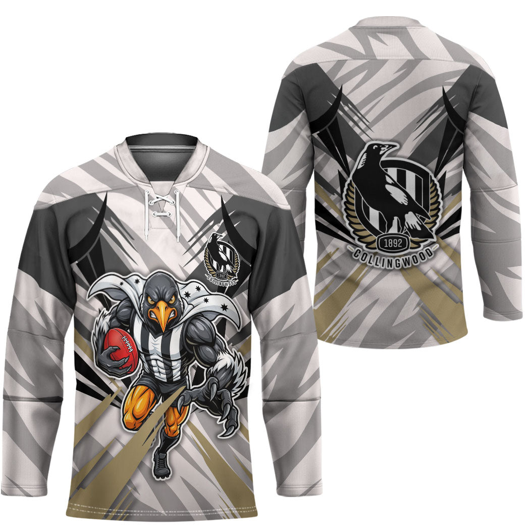 Collingwood Magpies Australian Football Hockey Jersey Powerful Muscle Mascot - Bold Team Colors
