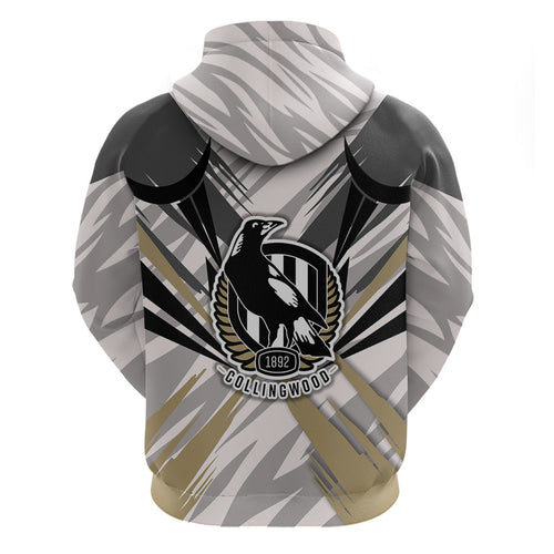 Collingwood Magpies Australian Football Hoodie Powerful Muscle Mascot - Bold Team Colors