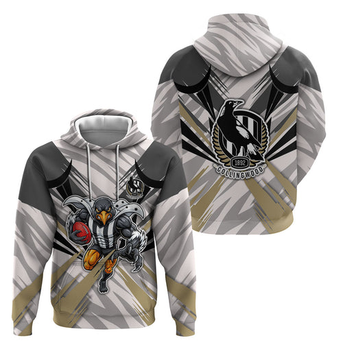 Collingwood Magpies Australian Football Hoodie Powerful Muscle Mascot - Bold Team Colors