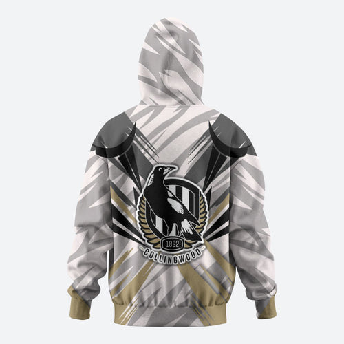 Collingwood Magpies Australian Football Hoodie Powerful Muscle Mascot - Bold Team Colors