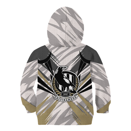 Collingwood Magpies Australian Football Kid Hoodie Powerful Muscle Mascot - Bold Team Colors