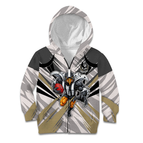 Collingwood Magpies Australian Football Kid Hoodie Powerful Muscle Mascot - Bold Team Colors