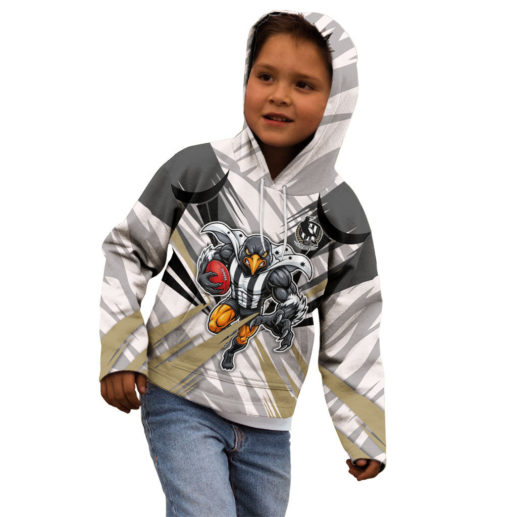 Collingwood Magpies Australian Football Kid Hoodie Powerful Muscle Mascot - Bold Team Colors