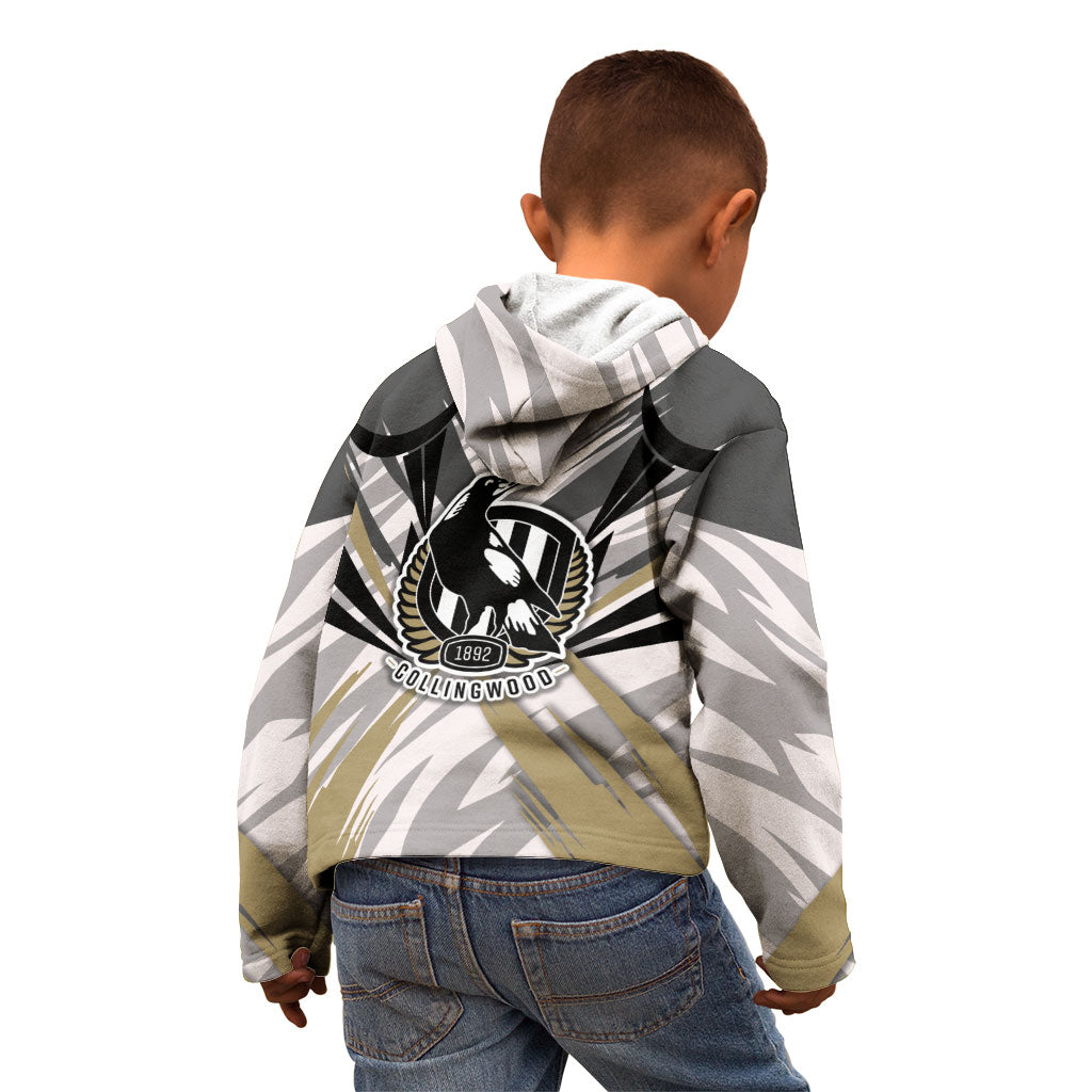 Collingwood Magpies Australian Football Kid Hoodie Powerful Muscle Mascot - Bold Team Colors