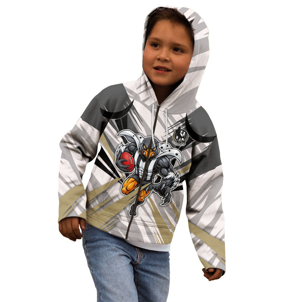 Collingwood Magpies Australian Football Kid Hoodie Powerful Muscle Mascot - Bold Team Colors