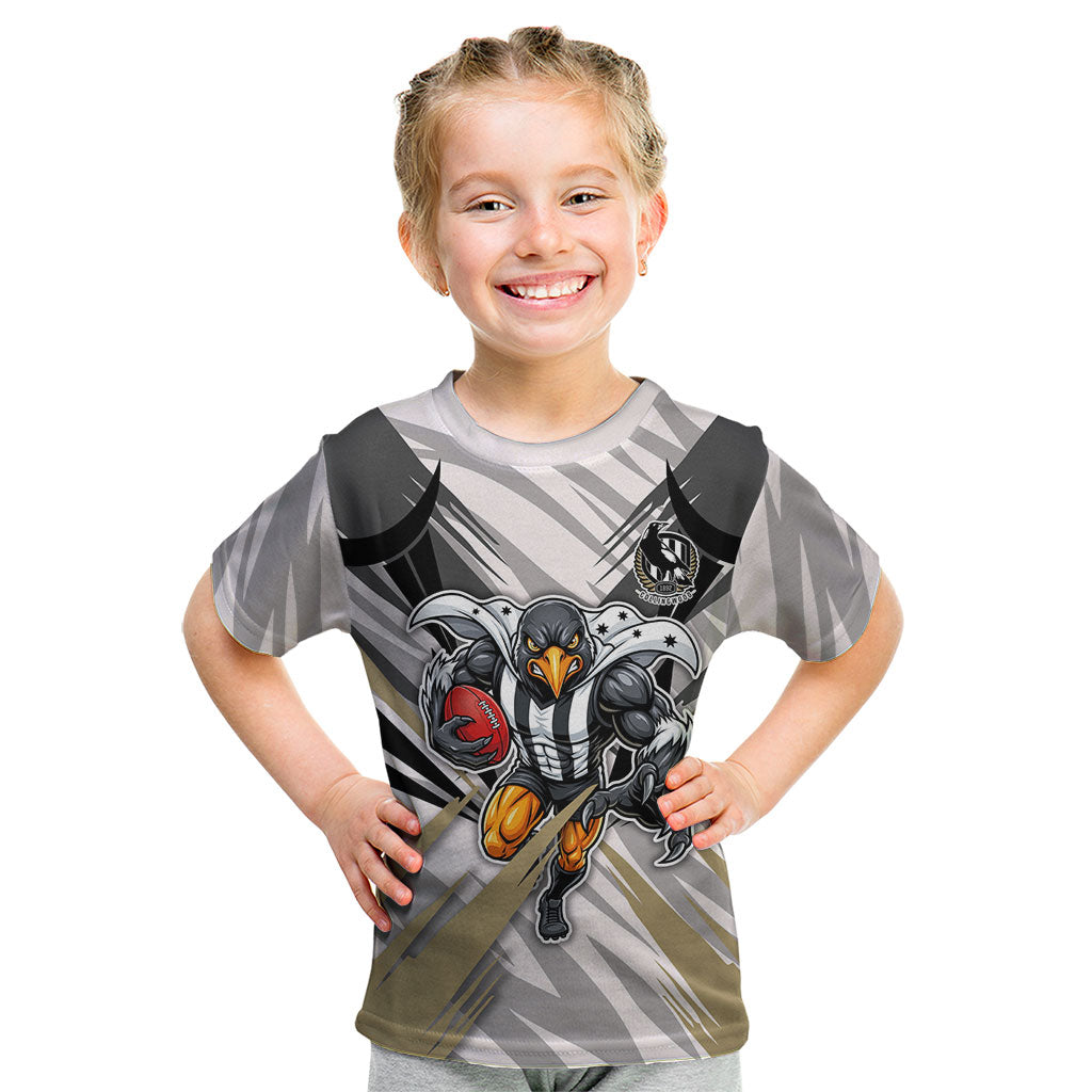 Collingwood Magpies Australian Football Kid T Shirt Powerful Muscle Mascot - Bold Team Colors