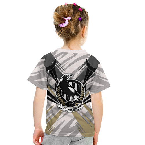 Collingwood Magpies Australian Football Kid T Shirt Powerful Muscle Mascot - Bold Team Colors