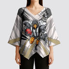 Collingwood Magpies Australian Football Kimono Sleeve Blouse Powerful Muscle Mascot - Bold Team Colors