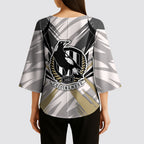 Collingwood Magpies Australian Football Kimono Sleeve Blouse Powerful Muscle Mascot - Bold Team Colors