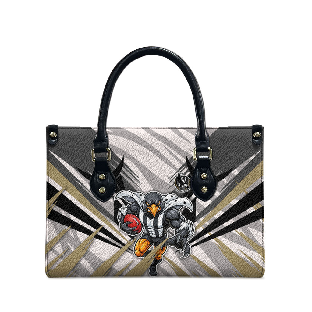 Collingwood Magpies Australian Football Leather Bag Powerful Muscle Mascot - Bold Team Colors