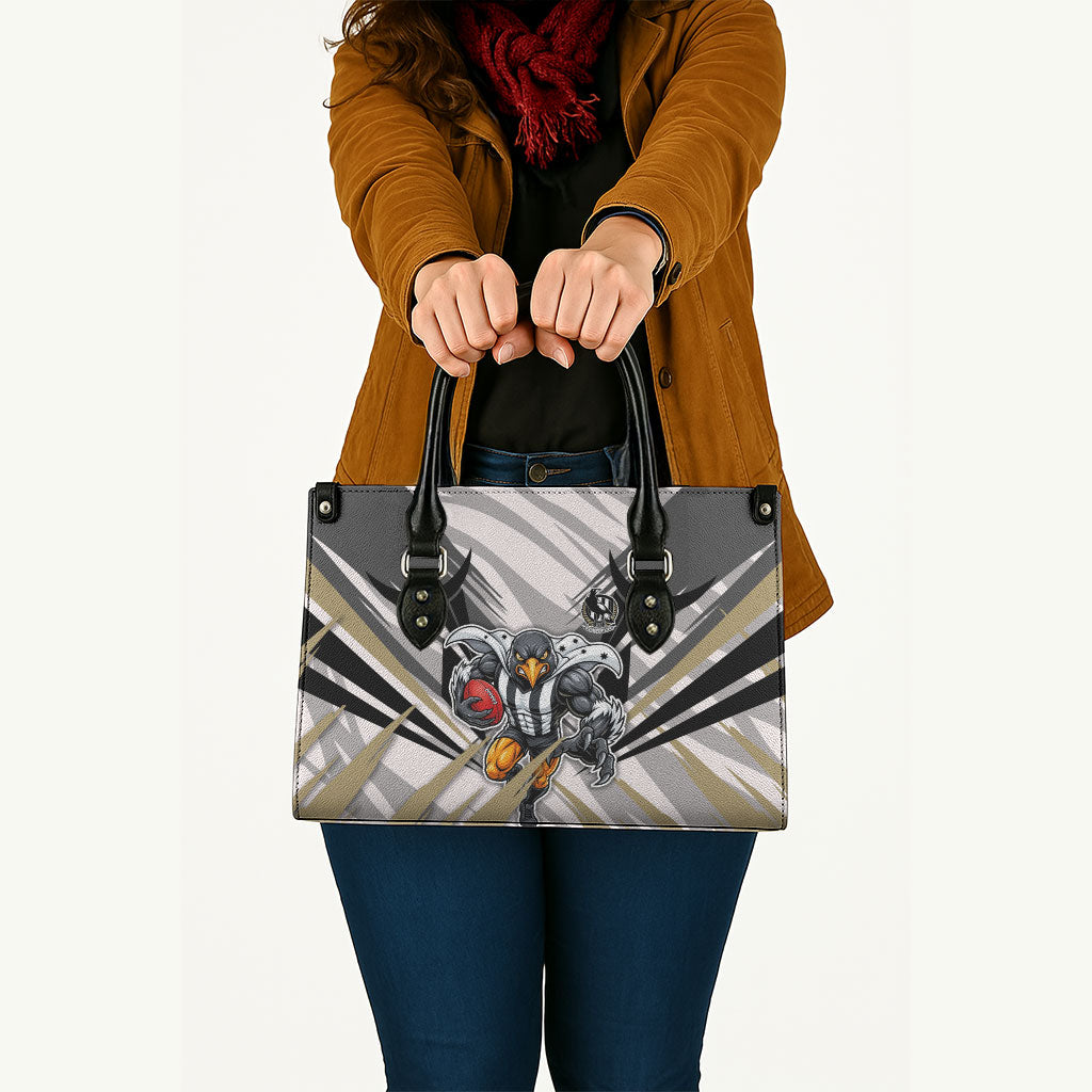 Collingwood Magpies Australian Football Leather Bag Powerful Muscle Mascot - Bold Team Colors