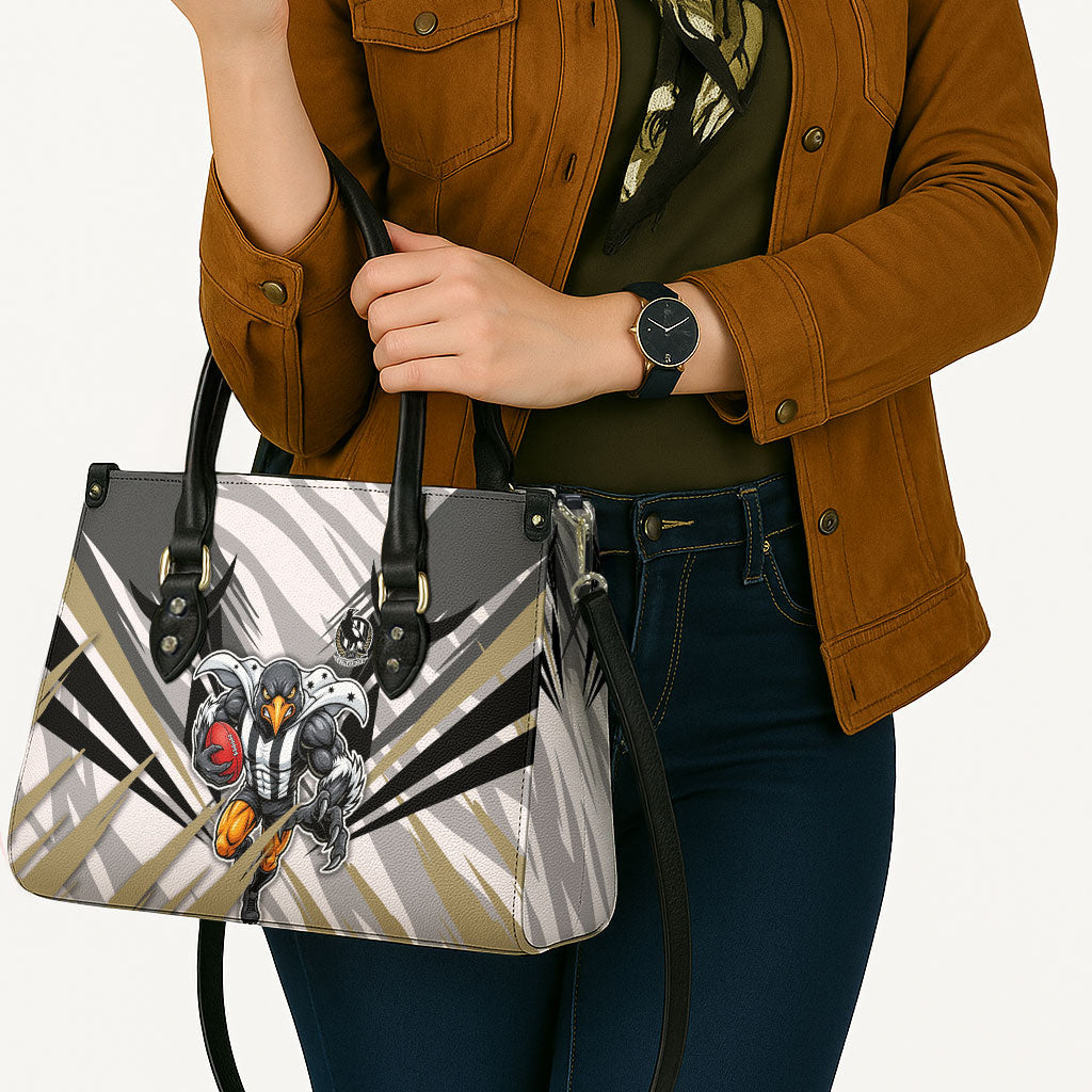 Collingwood Magpies Australian Football Leather Bag Powerful Muscle Mascot - Bold Team Colors