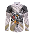 Collingwood Magpies Australian Football Long Sleeve Button Shirt Powerful Muscle Mascot - Bold Team Colors