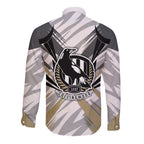 Collingwood Magpies Australian Football Long Sleeve Button Shirt Powerful Muscle Mascot - Bold Team Colors