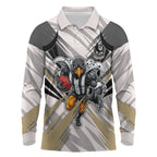 Collingwood Magpies Australian Football Long Sleeve Polo Shirt Powerful Muscle Mascot - Bold Team Colors
