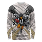 Collingwood Magpies Australian Football Long Sleeve Shirt Powerful Muscle Mascot - Bold Team Colors