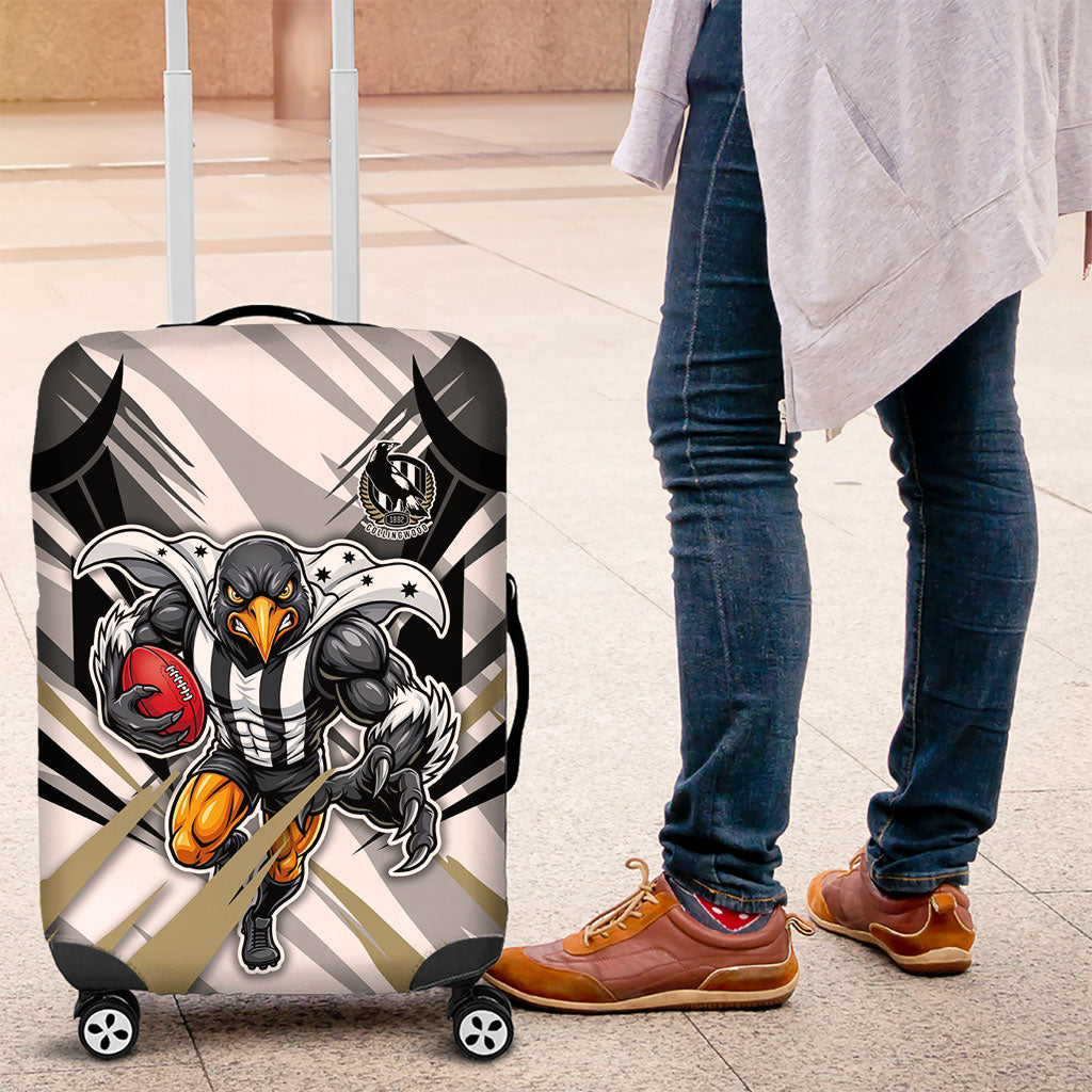 Collingwood Magpies Australian Football Luggage Cover Powerful Muscle Mascot - Bold Team Colors