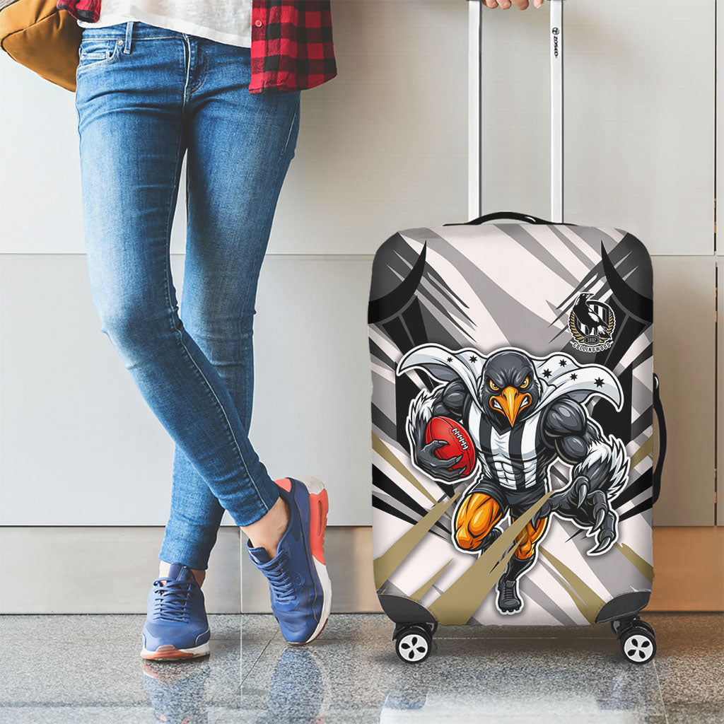 Collingwood Magpies Australian Football Luggage Cover Powerful Muscle Mascot - Bold Team Colors