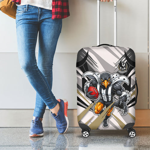 Collingwood Magpies Australian Football Luggage Cover Powerful Muscle Mascot - Bold Team Colors