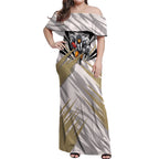 Collingwood Magpies Australian Football Off Shoulder Maxi Dress Powerful Muscle Mascot - Bold Team Colors
