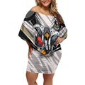 Collingwood Magpies Australian Football Off Shoulder Short Dress Powerful Muscle Mascot - Bold Team Colors