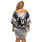 Collingwood Magpies Australian Football Off Shoulder Short Dress Powerful Muscle Mascot - Bold Team Colors