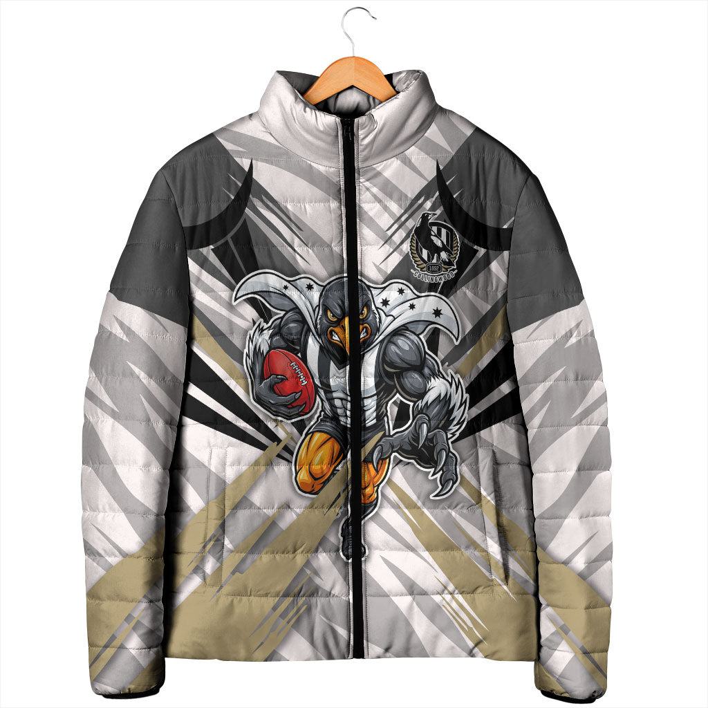 Collingwood Magpies Australian Football Padded Jacket Powerful Muscle Mascot - Bold Team Colors