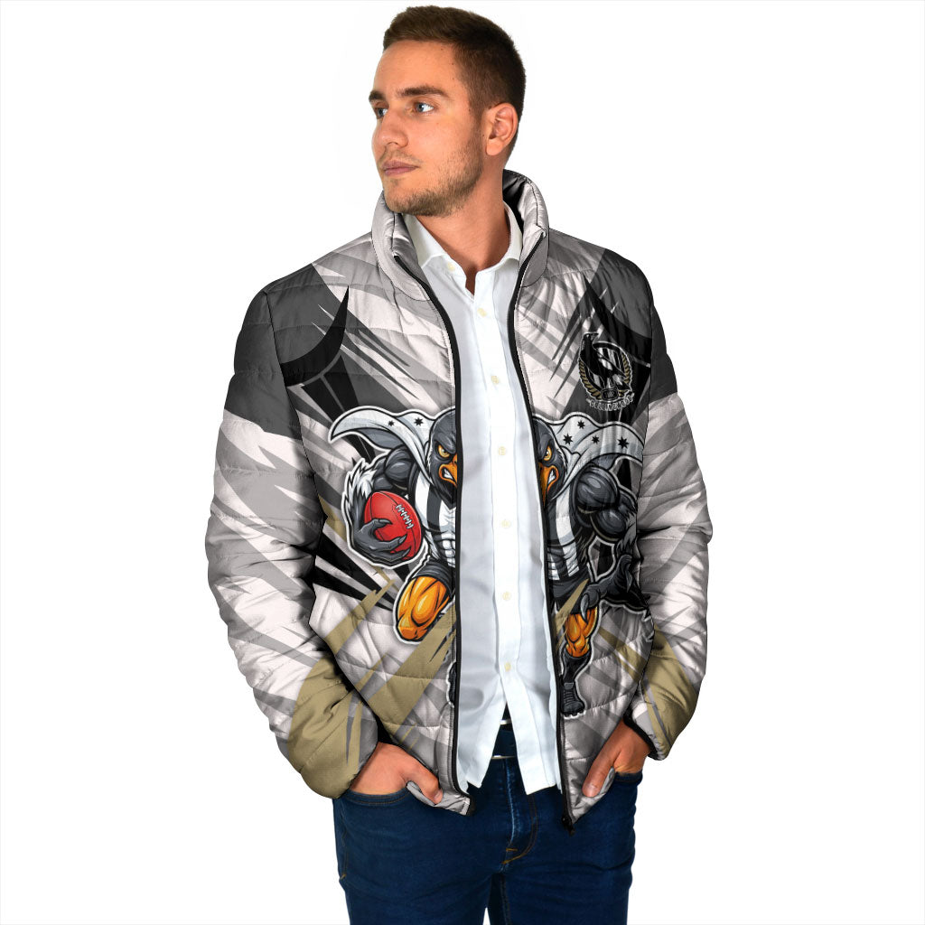 Collingwood Magpies Australian Football Padded Jacket Powerful Muscle Mascot - Bold Team Colors