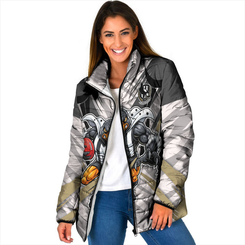 Collingwood Magpies Australian Football Padded Jacket Powerful Muscle Mascot - Bold Team Colors