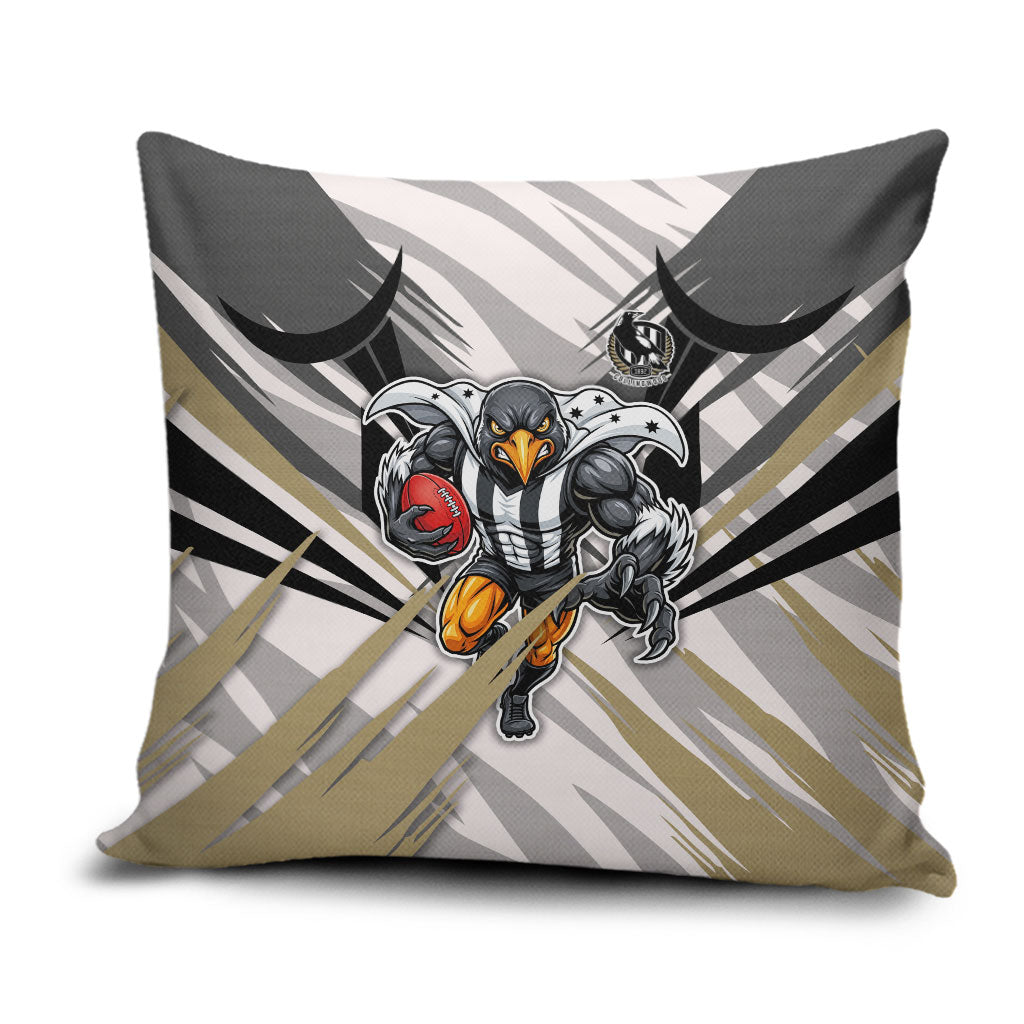 Collingwood Magpies Australian Football Pillow Cover Powerful Muscle Mascot - Bold Team Colors