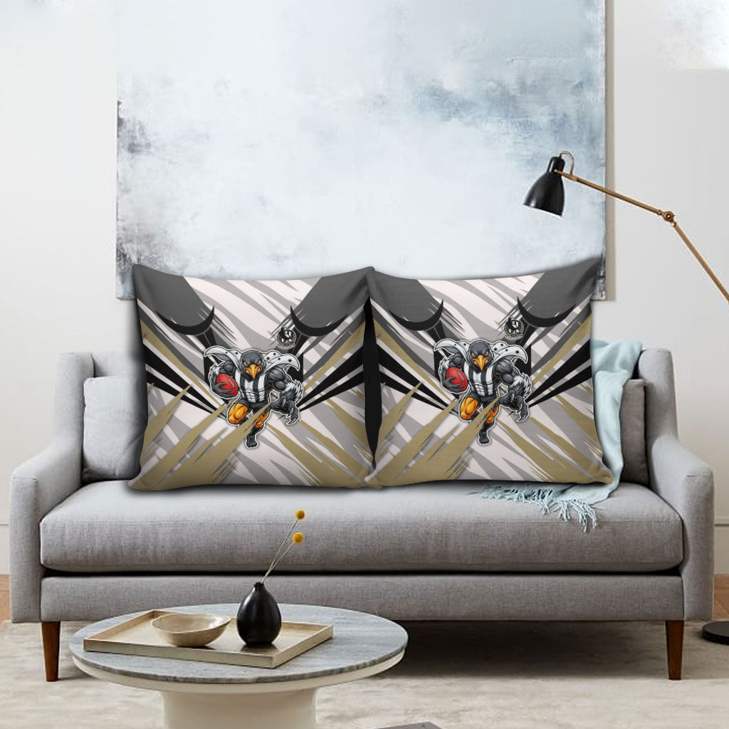 Collingwood Magpies Australian Football Pillow Cover Powerful Muscle Mascot - Bold Team Colors