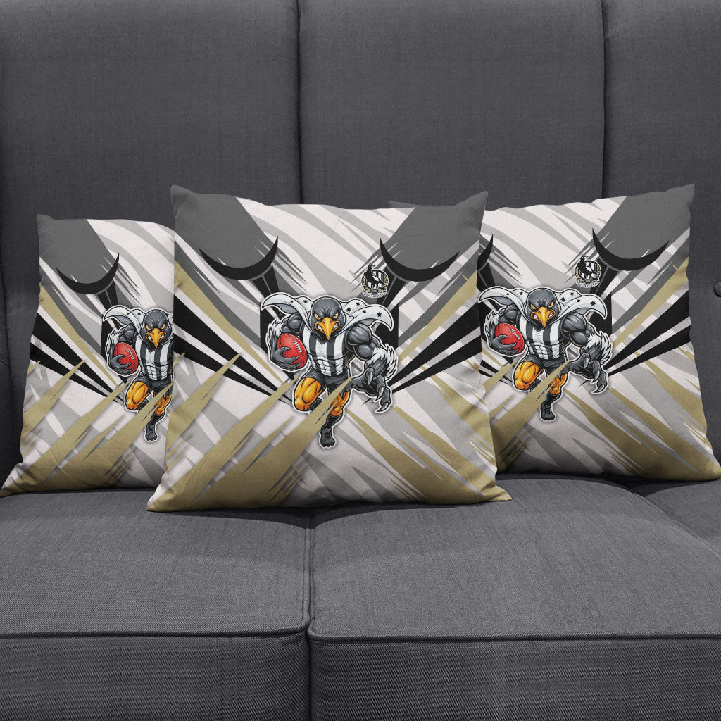Collingwood Magpies Australian Football Pillow Cover Powerful Muscle Mascot - Bold Team Colors