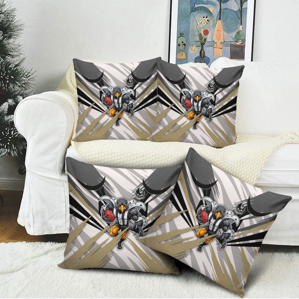 Collingwood Magpies Australian Football Pillow Cover Powerful Muscle Mascot - Bold Team Colors