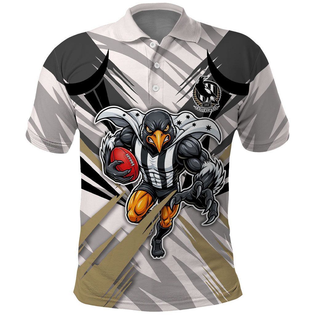 Collingwood Magpies Australian Football Polo Shirt Powerful Muscle Mascot - Bold Team Colors